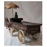 Vintage Cast Iron Fruits & Vegetables Wagon w/Horses - Sunny Brook Farms - 14" L x 5" H x 5"W