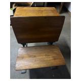Antique School Desk with Folding Seat Wood & Cast Iron