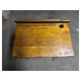 Antique School Desk with Folding Seat Wood & Cast Iron
