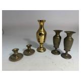 Brass Vases & Candle Holder