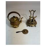 Vintage Ornate Brass Tilting Teapot on Stand w/ Burner