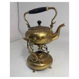 Vintage Ornate Brass Tilting Teapot on Stand w/ Burner