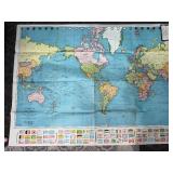 Vintage American Map Co world wall map colorprint series no. 9455