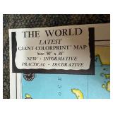 Vintage American Map Co world wall map colorprint series no. 9455