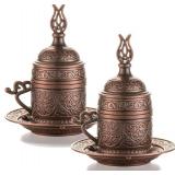 Generic Moroccan Style Metal Porcelain Espresso Cups Set of 2