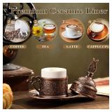 Generic Moroccan Style Metal Porcelain Espresso Cups Set of 2