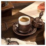 Generic Moroccan Style Metal Porcelain Espresso Cups Set of 2