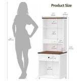 Whiurmezz Farmhouse Tall Nightstand with Bookshelf