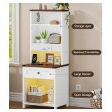 Whiurmezz Farmhouse Tall Nightstand with Bookshelf