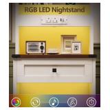 Whiurmezz Farmhouse Tall Nightstand with Bookshelf