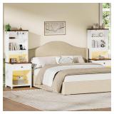 Whiurmezz Farmhouse Tall Nightstand with Bookshelf