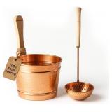 Alfiq Turkish Hammered Copper Sauna Bucket and Ladle Set