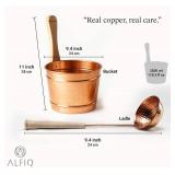 Alfiq Turkish Hammered Copper Sauna Bucket and Ladle Set