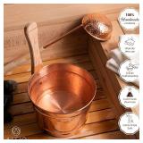 Alfiq Turkish Hammered Copper Sauna Bucket and Ladle Set