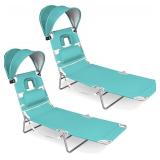Romswi 2PK Folding Tanning Beach Chairs