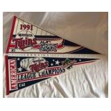 2 Minnesota Twins 1991 World Series Baseball Pennants