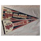 2 Minnesota Twins 1987 World Series Baseball Pennants