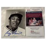 Tony Oliva Autographed With JSA COA Minnesota Twins Baseball Team Issued Photo
