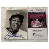 Tony Oliva Autographed With JSA COA Minnesota Twins Baseball Team Issued Photo