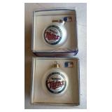 2 Minnesota Twins 1987 World Series Baseball Christmas Ornament Bulbs