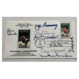 1989 Lou Gherkg Stamp First Day of Issue Cover Autographed by - Jim Bunning, Robin Roberts, Ernie Harwell, Sparky Anderson, Al Kaline, Bob Doerr, Lee MacPhail, Duke Snider, George Kell with full JSA L