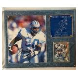 Barry Sanders Autographed Photo in Plaque w/ Football Card