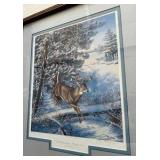 Herb Brooks Autographed "Fast Moving Game - Whitetail Deer" by James Meger, Framed and Matted