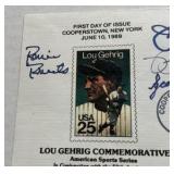 1989 Lou Gherig Stamp First Day of Issue Cover Autographed by - Jim Bunning, Robin Roberts, Ernie Harwell, Sparky Anderson, Al Kaline, Bob Doerr, Lee MacPhail, Duke Snider, George Kell with full JSA L