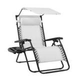 New Folding Zero Gravity Recliner Patio Lounge Chair w/ Canopy, Side Tray