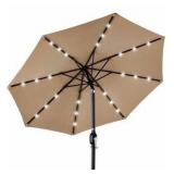 New 10ft Solar Polyester LED Lighted Patio Umbrella w/Tilt Adjustment and UV-Resistant Fabric
