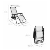 New Folding Zero Gravity Recliner Patio Lounge Chair w/ Canopy, Side Tray