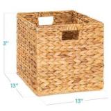 13x13in Pack of 5 Cube Storage Baskets, Water Hyacinth Multipurpose Collapsible Organizers