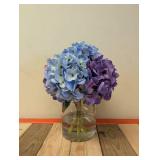 NEW FAUX 12” HYDRAGEA ARRANGEMENT PURPLE/BLUE