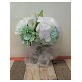 NEW FAUX AND HYDRANGEA ARRANGEMENT GREEN/CREAM
