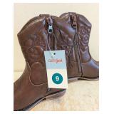 NEW CAT & JACK TODDLER GIRLS MEMPHIS BOOTS SIZE 9 COGNAC