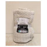 NEW MAINSTAYS TEXTURED PLUSH THROW PAPYRUS BEIGE