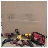(3) MILWAUKEE hammer drills, DeWalt drill, light, Skil Drill, Mastercraft drill