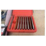 (2) VISES, precision parallel set, drill bits, grinder discs, saw blades L rulers, hacksaw blades, hardware