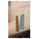 (2) VISES, precision parallel set, drill bits, grinder discs, saw blades L rulers, hacksaw blades, hardware