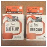 (4) PONY clamp fixtures. (2) Band clamps, steel t-bar clamps.