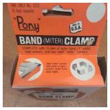 (4) PONY clamp fixtures. (2) Band clamps, steel t-bar clamps.