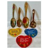 Estate Lot Swedish Wood Spoons Painted Wall Art