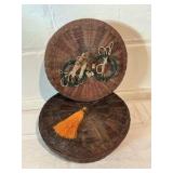 2 Wicker Round Sewing Baskets Chinese Style Decorative top
