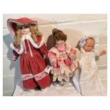 Group 3 Porcelain and Hard plastic Fashion Dolls
