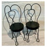 2 Toy Doll Black Metal Ice Cream Chairs