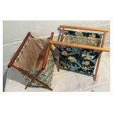 2 Vintage Wood Sewing Knitting Yarn Carriers Baskets