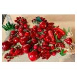 Group Vintage Craft Red Apples Cherries Fruit Picks