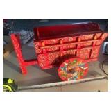 Vintage Rosemaling Wood Painted Decorative Wagon