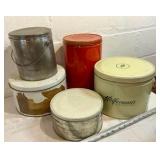 Group of 5 vintage cookie, candy, food tins