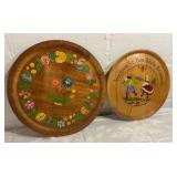 Vintage wood Swedish rosemalded platers